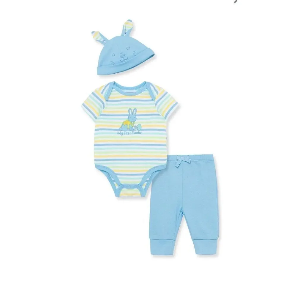 LITTLE ME BOYS 9M “My First Easter” 2 Piece Pant Set with matching hat